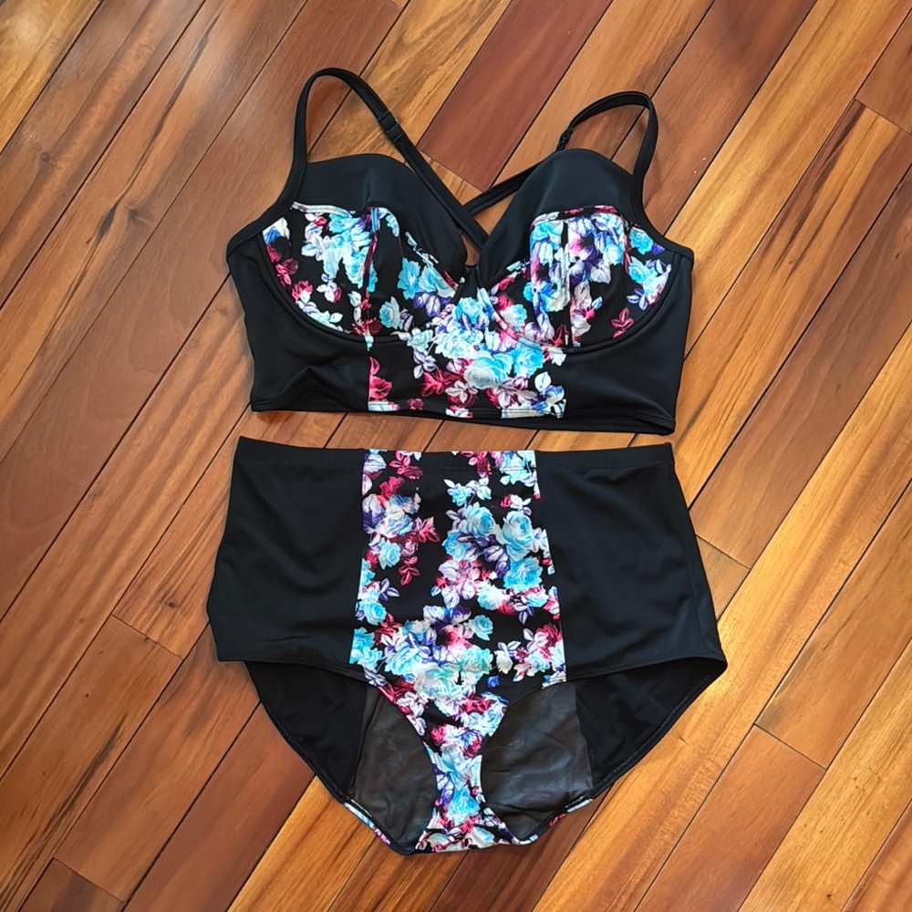 Torrid Floral Black Bikini Set